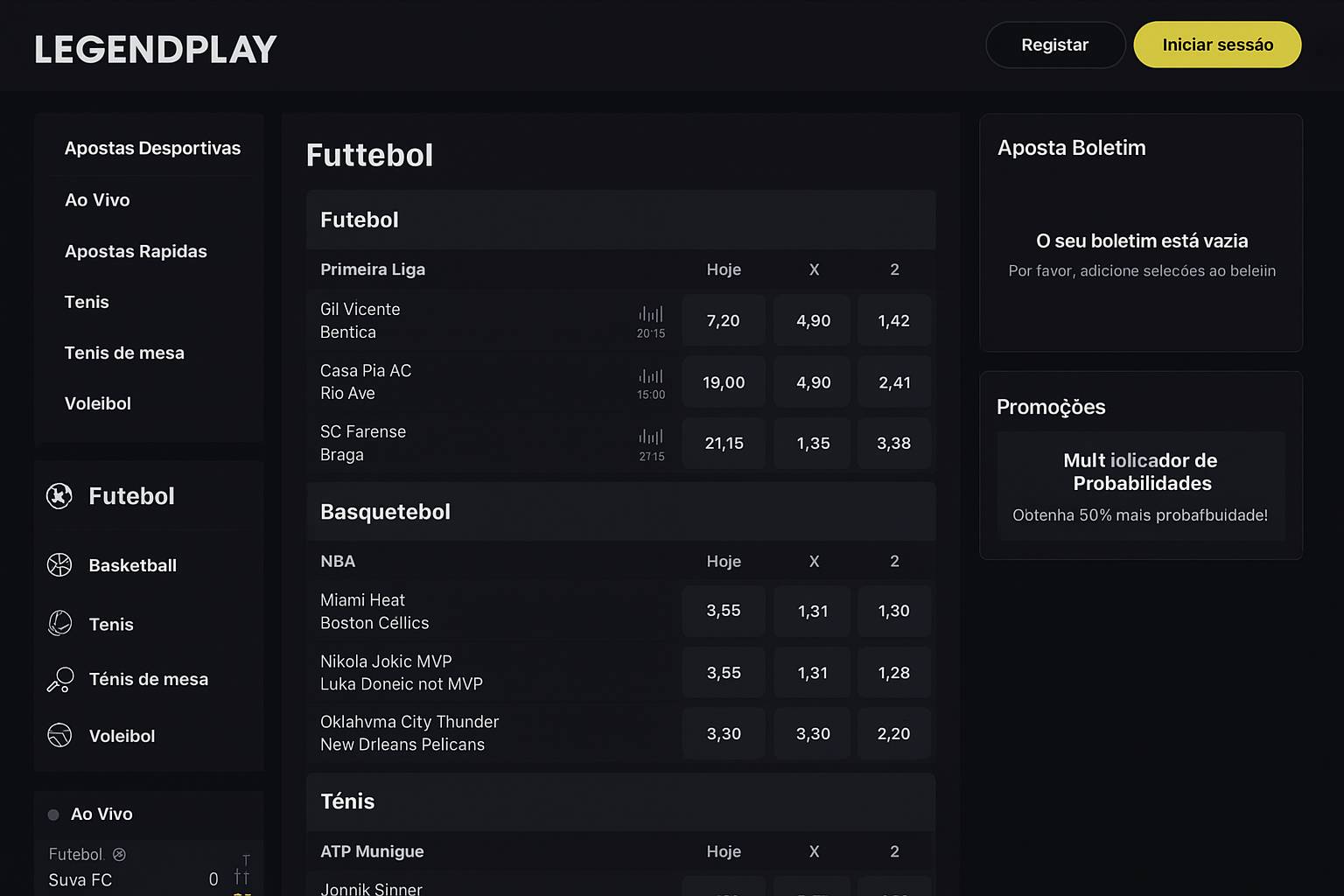 Apostas esportivas no cassino online LEGENDPLAY